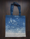 Dolphin Love shibori dyed shopping bag